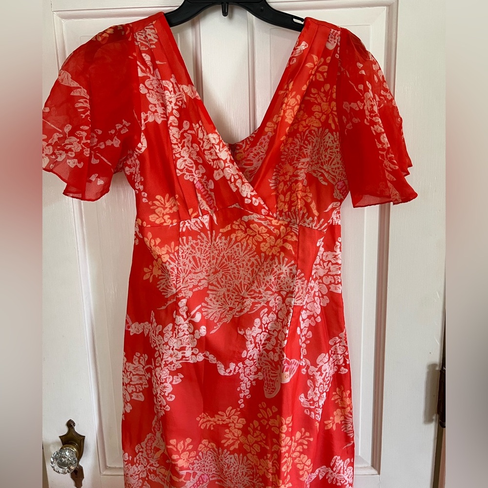 Vintage red floral print🪸Elsie Krassas Waikiki Hawaiian maxi dress 🦋 tiki 1960’s
